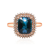 Blue Tourmaline Ring & Diamonds In Rose Gold | Custom Rings | Modern Gem Jewelry