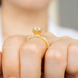 Six Prong Flower Motif Diamond Engagement Ring 