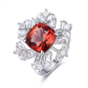 Tourmaline Ring with Rose Cut Diamond Accents  | 8 carat Cushion Cut Tourmaline Stone Ring | Modern Gem Jewelry | Saratti 