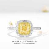 Yellow Diamond Ring Tiffany in White Gold | Modern Gem Jewelry