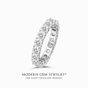  Diamond Eternity Wedding Band  in 18K White Gold in Eternity Band on White Background  | Modern Gem Jewelry | Saratti 