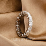  in 18K White Gold Eternity Band on Brown Silk | Modern Gem Jewelry | Saratti 