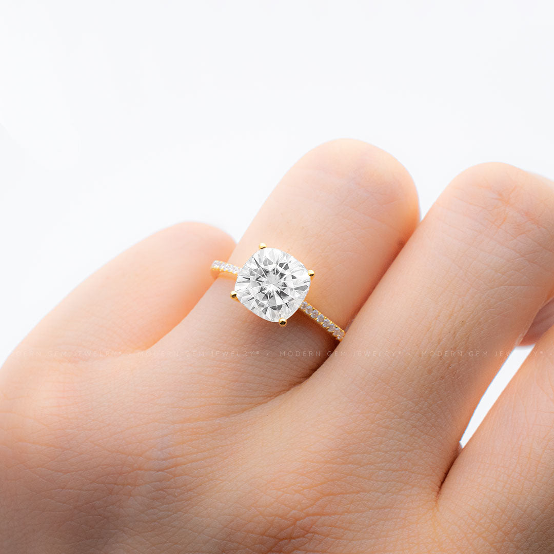 2 Carat Cushion Cut Diamond Ring| Custom Rings | Modern Gem Jewelry