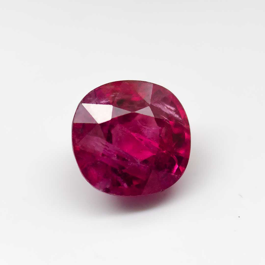 Natural Ruby Gemstone | Red Cushion Cut | Heated 1.81 Carats | Custom Jewelry | Modern Gem Jewelry
