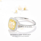 Cushion Fancy Yellow Split Shank Diamond Ring