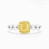 Art Deco Fancy Yellow Diamond Cocktail Ring 