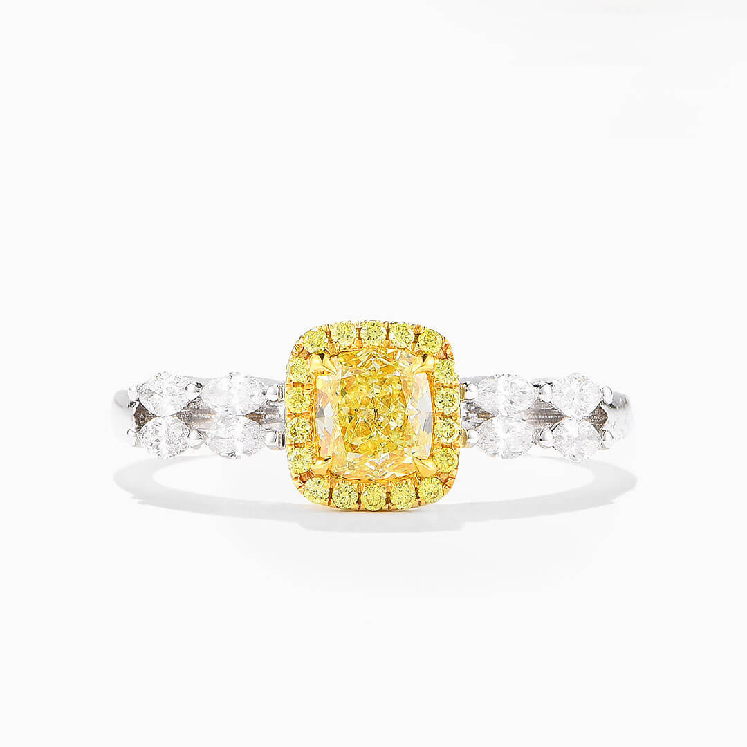 Wedding Rings Yellow Diamond Two Tone 18K White and Yellow Gold Promise Ring | Modern Gem Jewelry