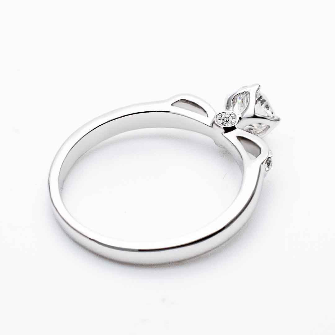 1.25 Carat Diamond Ring in White Gold with Ribbon Design | Custom Diamond Ring | Modern Gem Jewelry