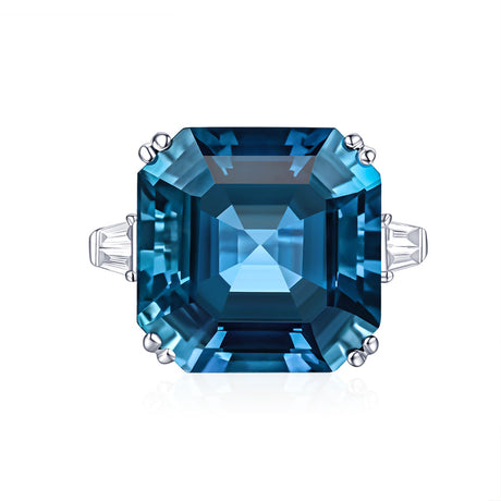 London Blue Topaz Engagement Ring in White Gold  | Custom Engaegment Ring | Modern Gem Jewelry | Saratti