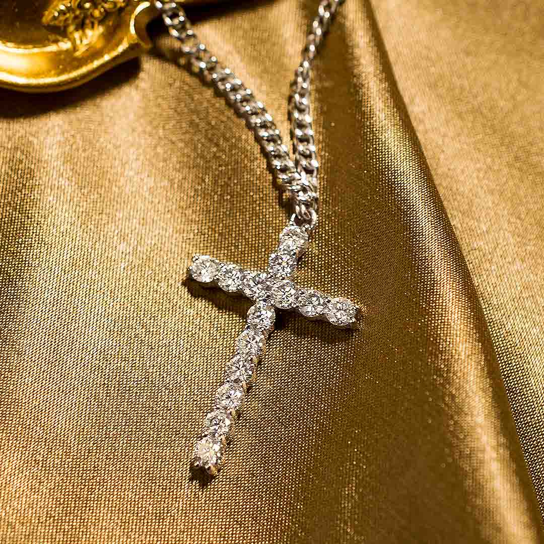 Infinity Cross Necklace In 18K White Gold | Custom Necklaces| Modern Gem Jewelry