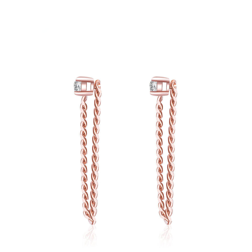 Rose Gold Chain Link Dangle Earrings | Saratti