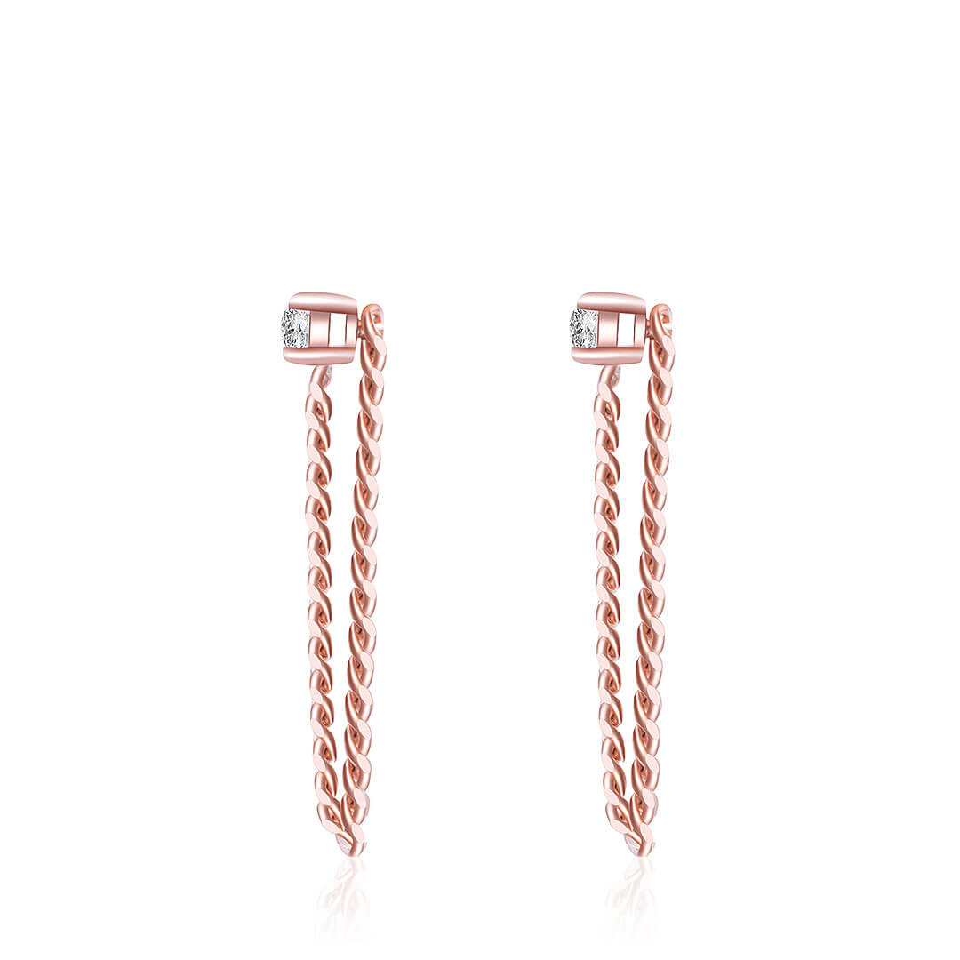Rose Gold Chain Link Dangle Earrings | Saratti
