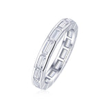 Diamond Emerald Cut Band Channel Set in White Gold | Modern Gem Jewelry | Saratti 