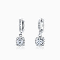 Diamond Halo Earrings in White Gold