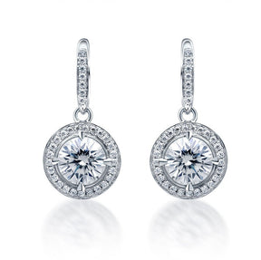 Dazzling Diamond Halo Earrings in Prong Set White Gold | Saratti