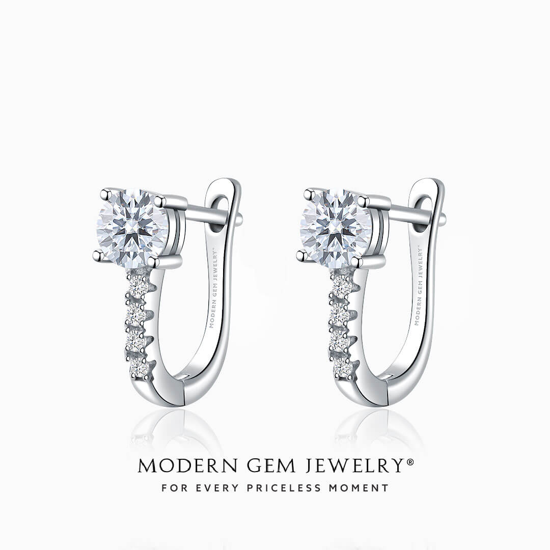 Timeless diamond hoop earrings with hinged design - affordable luxury jewelry for women in 18K White Gold | Modern Gem Jewelry