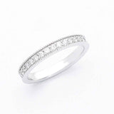 Milgrain Wedding Band with Pave Set  Diamonds in White Gold | Modern Gem Jewelry | Saratti 