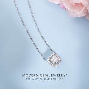 Pricess Cut Diamond Station Necklace For Women | Modern Gem Jewelry