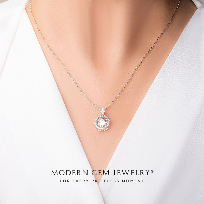 Dangling Diamond Pendant in White Gold | Saratti