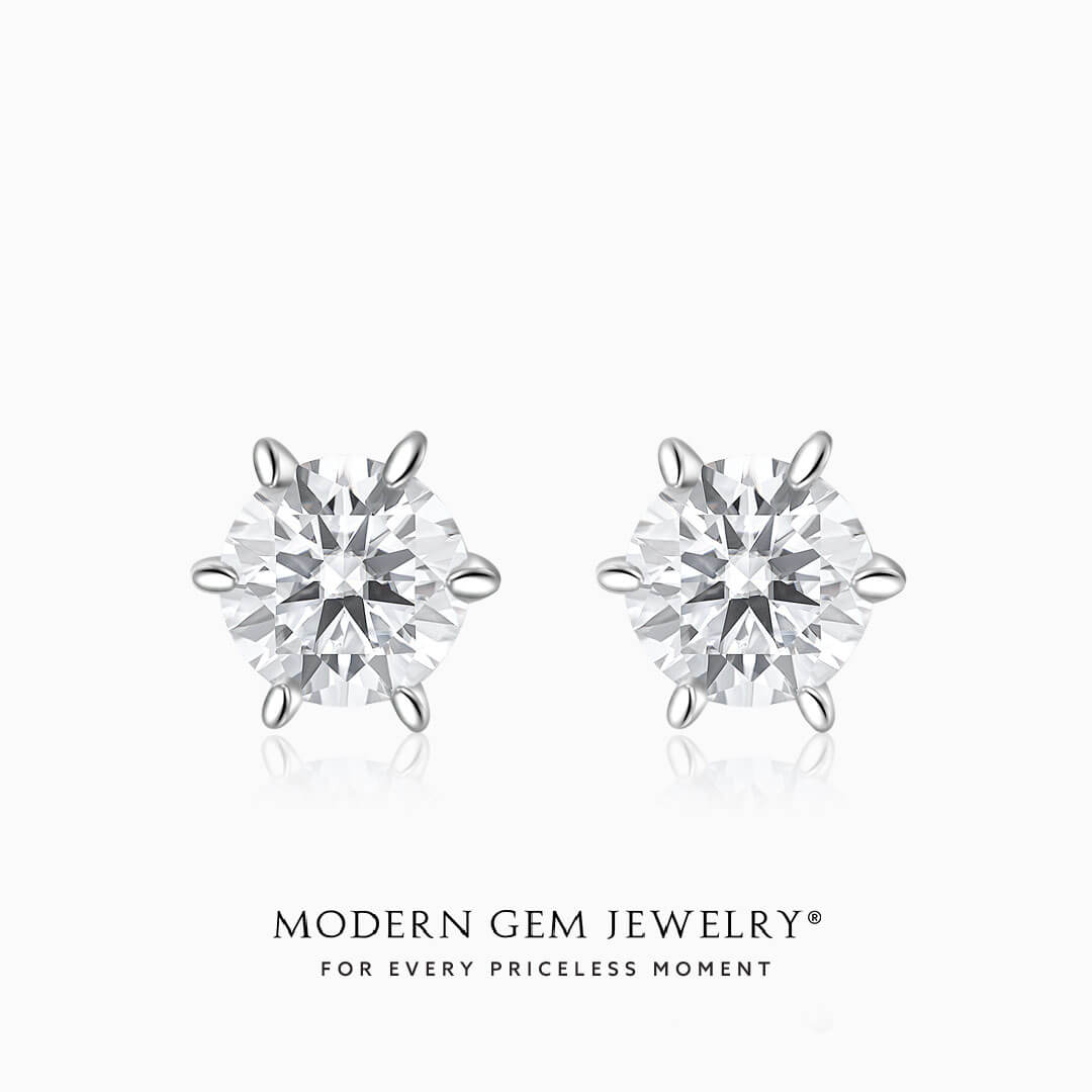 Half Carat Diamond Earrings with Screw Back Modern Gem Jewelry