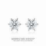 Half Carat Round Diamond Screw Back 18K White Gold Earrings | Modern Gem Jewelry