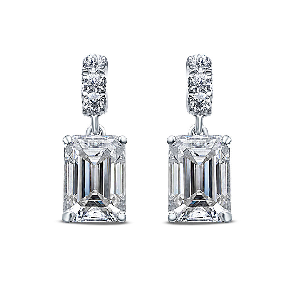 Emerald Cut Diamond Earrings In White Gold Modern Gem Jewelry