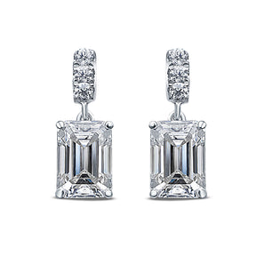 Emerald Cut Diamond Earrings In White Gold | Custom Earrings | Modern Gem Jewelry