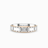 Classic Two Tone Mens Wedding Band in 18K White Rose Gold | Modern Gem Jewelry | Saratti