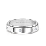 6mm Mens Wedding Band with Diamonds in White Gold | Modern Gem Jewelry | Saratti