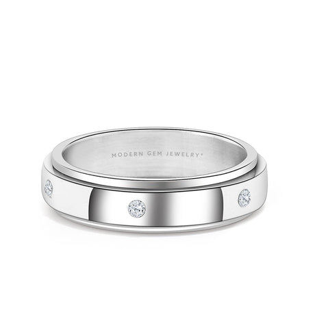 6mm Mens Wedding Band with Diamonds in White Gold | Modern Gem Jewelry | Saratti