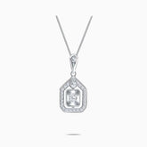 Diamond Necklace Halo in 18K White Gold | Saratti