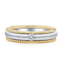 Art Nouveau Wedding Band in Two Tone Design