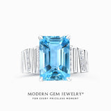 Aquamarine Cocktail Ring in 18K White Gold | Modern Gem Jewelry | Saratti