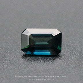 Natural Sapphire Gemstone | Emerald Cut Blue Green | 0.645 Carat Heated | Custom Jewelry | Modern Gem Jewelry