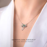 Ribbon Design Emerald and Diamonds Necklace | Modern Gem Jewelry