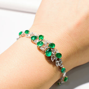 Emerald Bracelet with Diamonds in 18K White Gold | High Emerald Bracelet | Modern Gem Jewelry