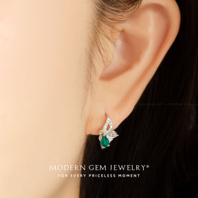 Elegant Emerald and Diamond Drop Earrings | Modern Gem Jewelry