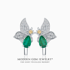 Vintage Inspired Emerald and Diamond Earrings | Modern Gem Jewelry