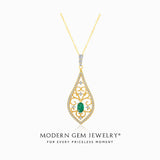 Timeless Emerald and Diamond Vintage Necklace | Saratti