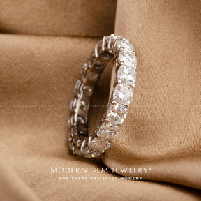 Cushion Cut Diamond Eterntiy Band in 18K White Gold Ring | Modern Gem Jewelry