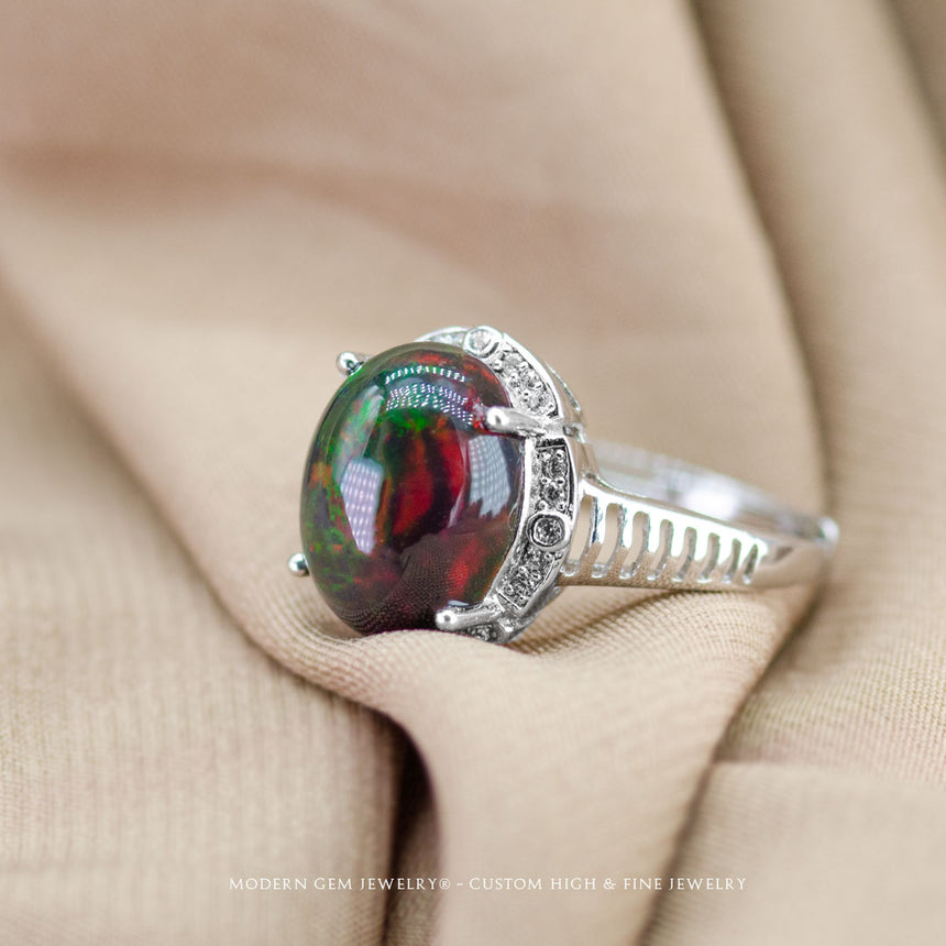 Natural Halo on Antique Natural Ethiopian Opal Ring 