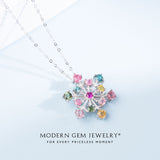 Colored Tourmaline Gemstones in 18K White Gold Necklace Chain For Women | Modern Gem Jewelry