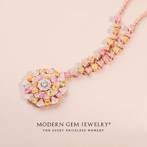 Elegant Tourmaline Necklace with Vintage Charm | Rose Gold | Saratti