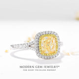 Cushion Fancy Yellow Split Shank Diamond Ring