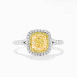 Cushion Fancy Yellow Split Shank Diamond Ring