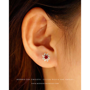 Timeless Vintage-Inspired Ruby Earrings with Diamonds | Saratti
