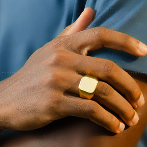 Gold Ring For Men in 18K Yellow Gold | Modern Gem Jewelry