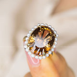 Claw Set Natural Imperial Topaz Cocktail ring 