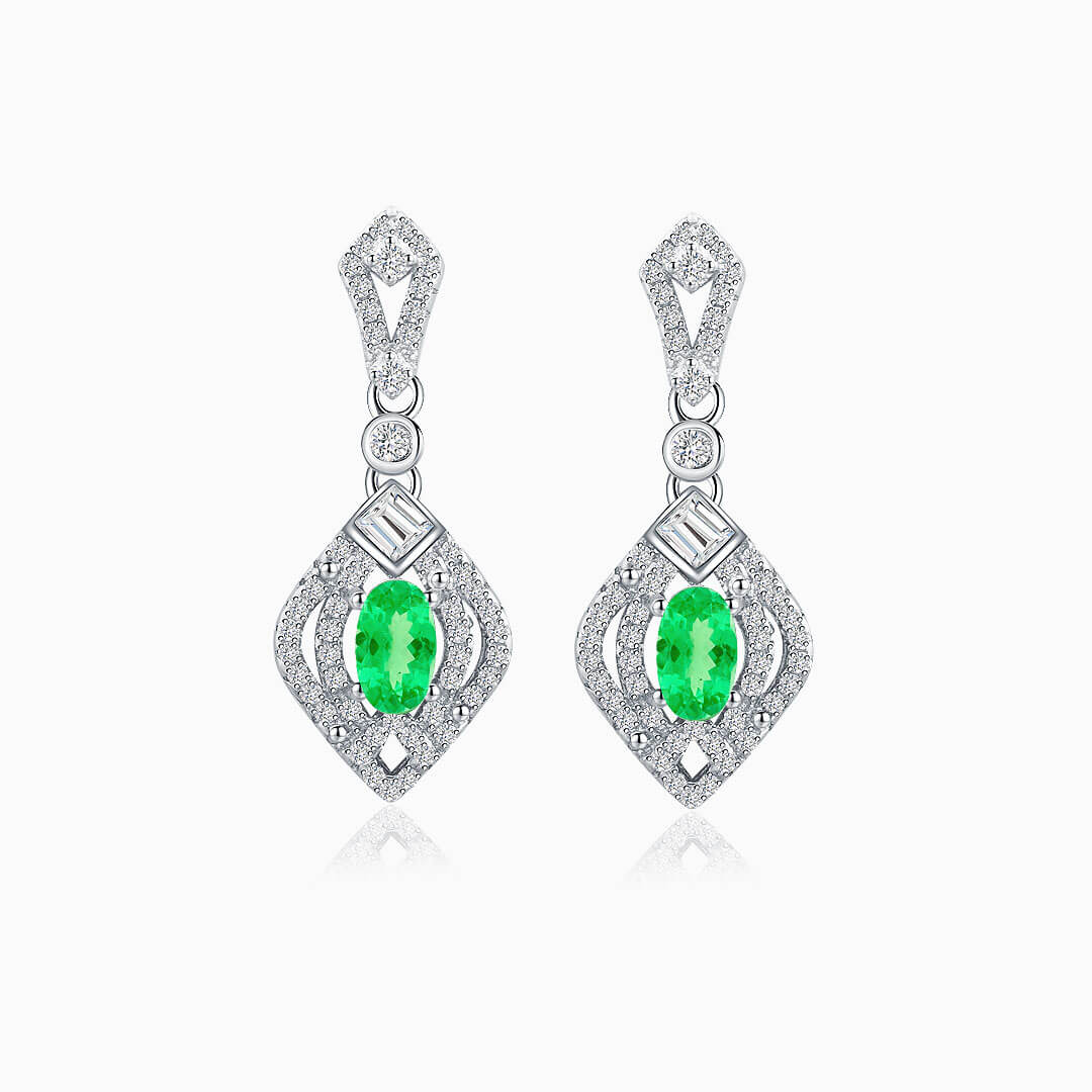 Lime Green Earrings in 18K White Gold | Modern Gem Jewelry