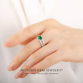    Emerald-Rings-for-Women-_-Modern-Gem-Jewelry  1080 × 1080px  Emerald Promise Ring in Split Shank Design | Modern Gem Jewelry | Saratti